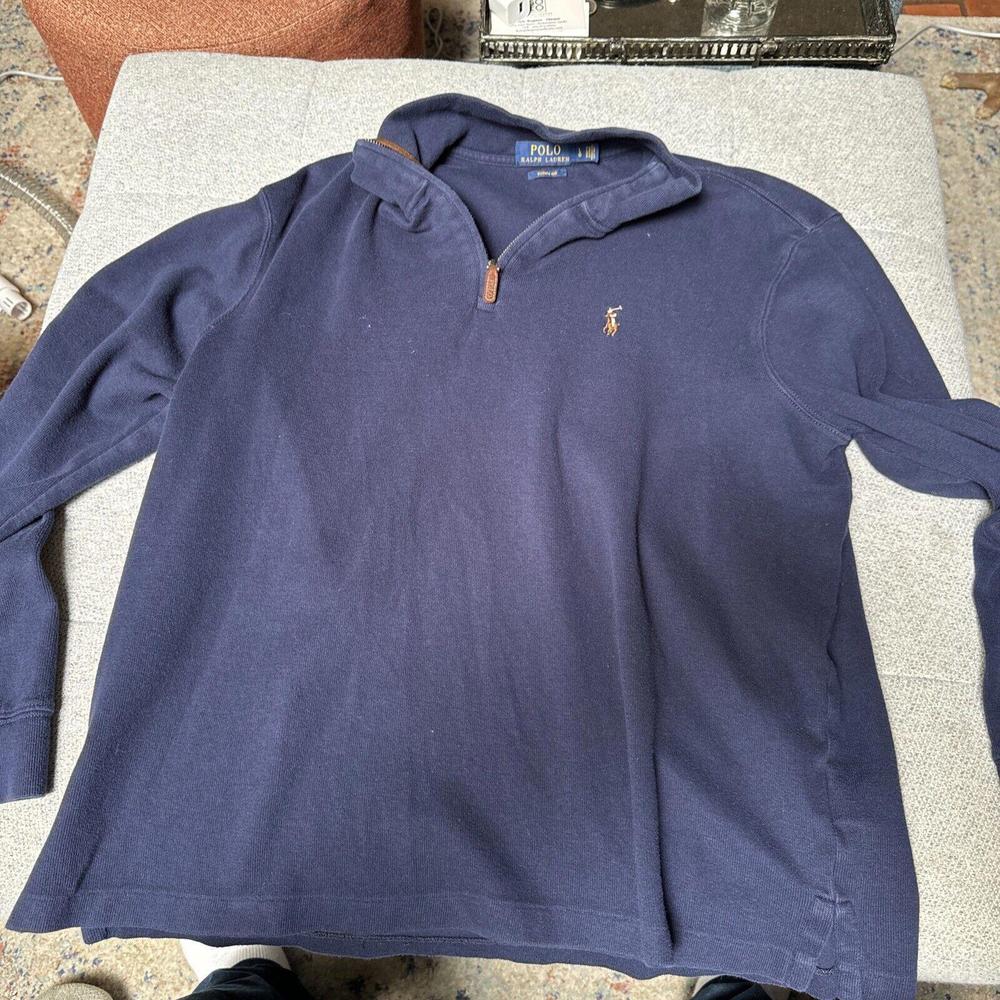 Polo Ralph Lauren Men’s Blue Estate Rib Cotton Half Zip Pullover L